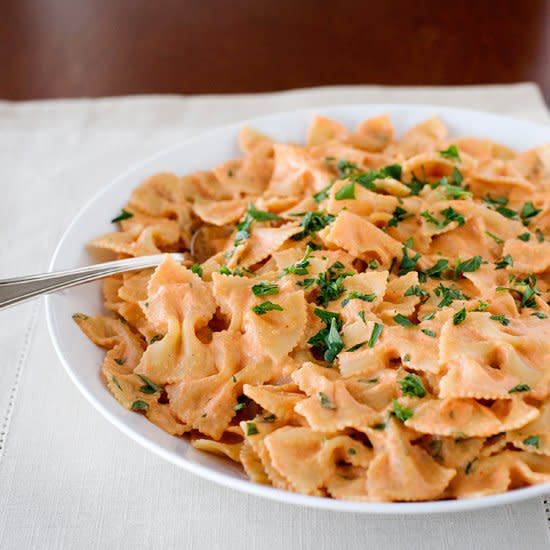 Bow Ties with Sun-Dried Tomato and Scallion Cream