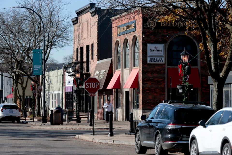 Part of downtown Grosse Pointe Park and some of their many businesses on Kercheval near Nottingham on Tuesday, November 14, 2023.