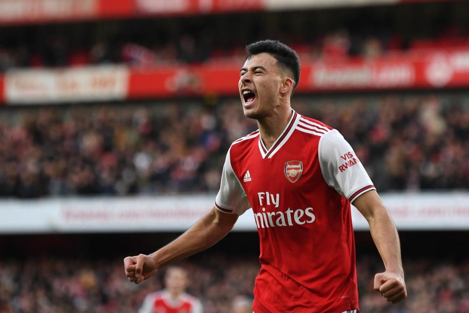 Martinelli celebrates for Arsenal: AFP via Getty Images