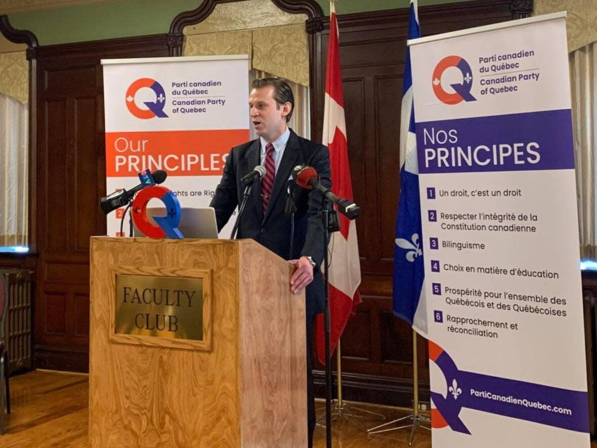 Despite new census data showing a smaller share of Quebec households speaking French regularly, Canadian Party of Quebec Leader Colin Standish says the French language isn't threatened in the province and doesn't need to be protected.  (Henia Ould-Hammou/CBC News - image credit)