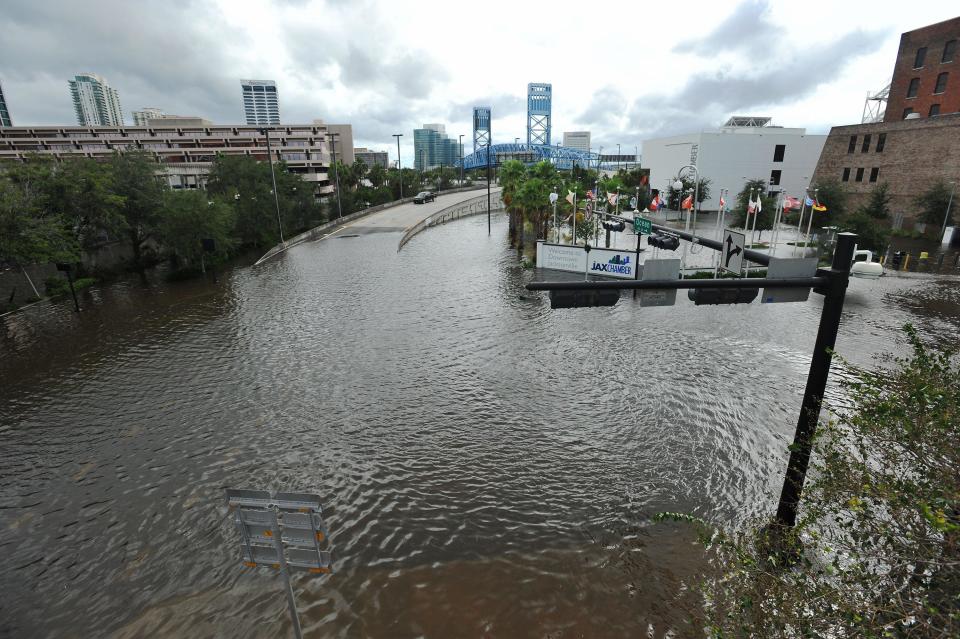 Flood waters overran Jacksonville's downtown after Hurricane Irma pushed through in 2017.