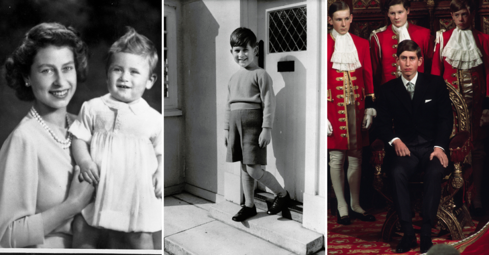 Prince Charles as a baby, at six years old and as a young man. Photo: Getty Images