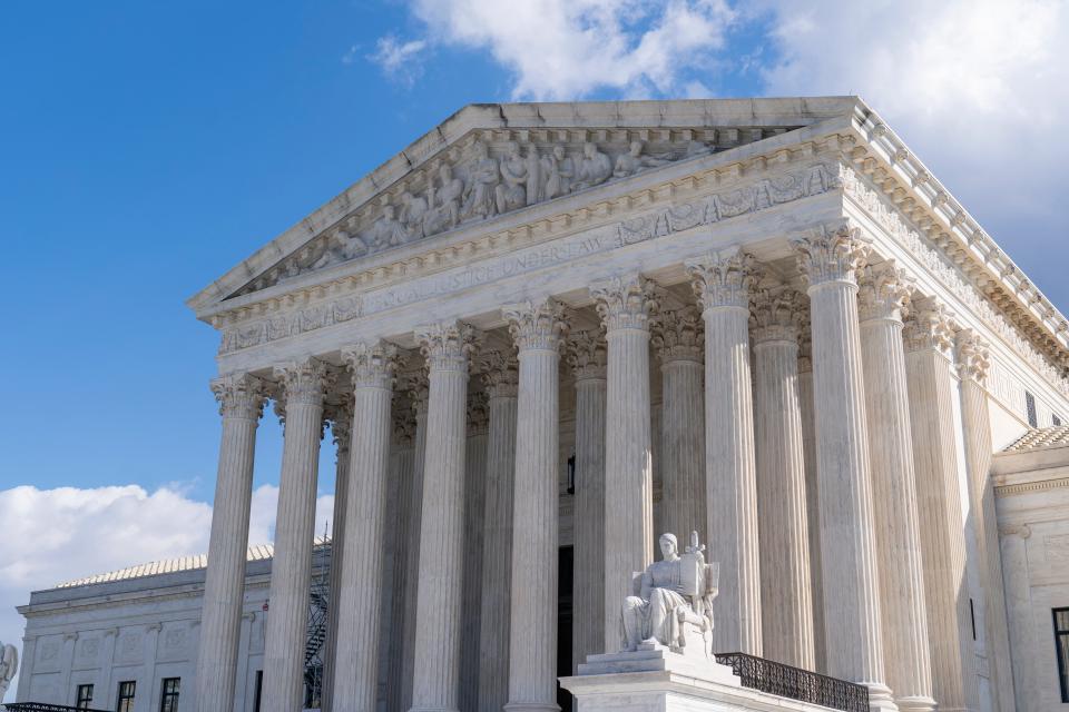 FILE - The Supreme Court is seen on Feb. 21, 2023, in Washington. The Supreme Court on Monday, April 3, declined to hear an appeal from a Louisiana death row inmate seeking a new sentencing hearing, over a dissent from the three liberal justices. (AP Photo/Alex Brandon, File) ORG XMIT: WX102