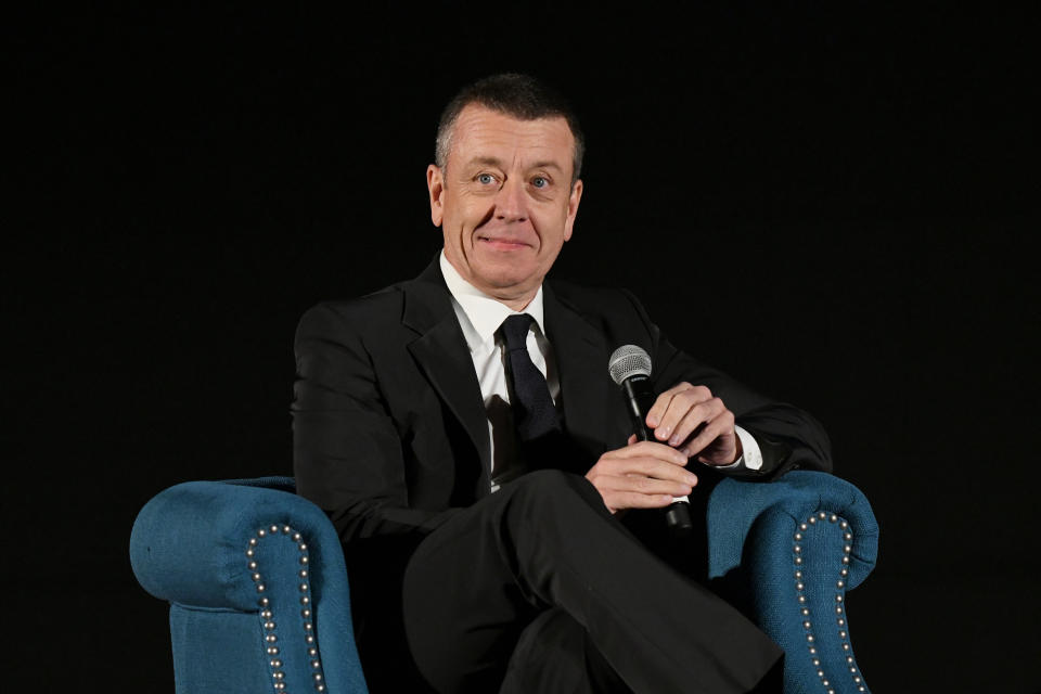 HOLLYWOOD, CALIFORNIA - NOVEMBER 16: Peter Morgan speaks onstage at the Peter Morgan Tribute during "The Crown" Premiere at AFI FEST 2019 Presented By Audi at TCL Chinese Theatre on November 16, 2019 in Hollywood, California. (Photo by Michael Kovac/Getty Images for AFI)