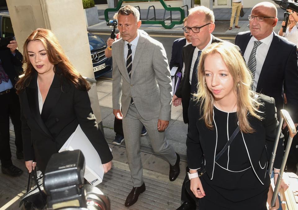 Former Manchester United footballer Ryan Giggs arriving at court (Peter Powell/PA) (PA Wire)