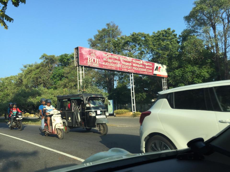 A sign marking the Katunayake Free Trade Zone— where the garment factories are located and where many informal abortion options exist - Meghan Davidson Ladly