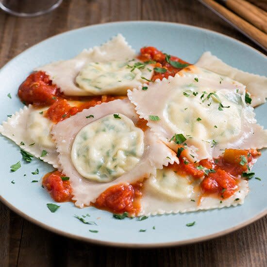 Easy Wonton Spinach and Feta Ravioli