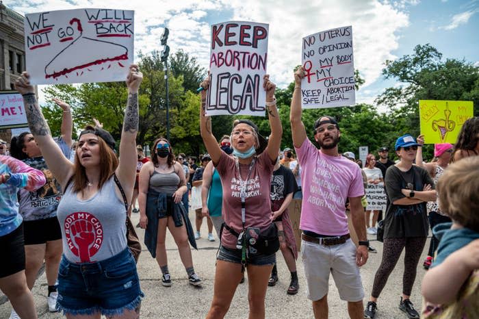 people protesting against the law in Texas