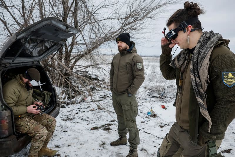 Ukrainian servicemen practice with FPV drones in Donetsk region