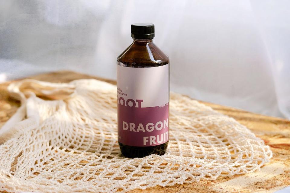 Enjoy kombucha made from dragon fruit.