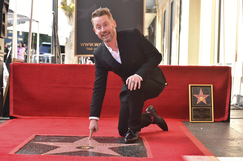 Macaulay Culkin attends a ceremony honoring him with a star on the Hollywood Walk of Fame on Friday, Dec. 1, 2023, in Los Angeles. (Photo by Jordan Strauss/Invision/AP)