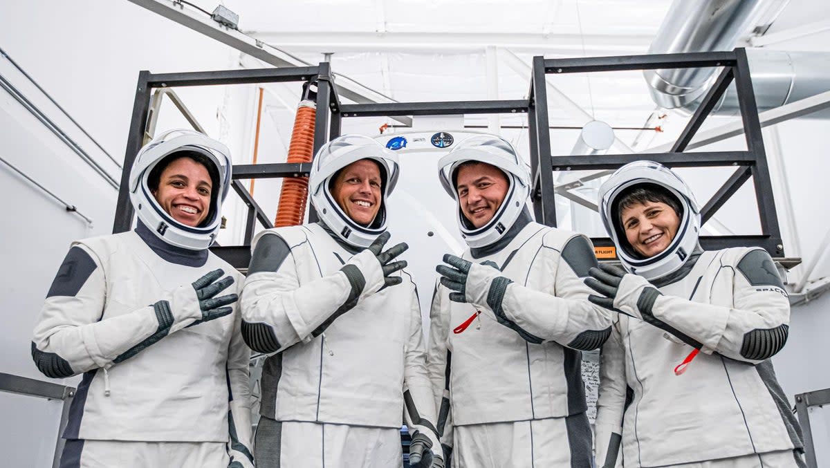 The astronauts of Nasa’s Crew-4 mission to the ISS, Jessica Watkins, Robert hines, Kjell Lindgren and ESA astronaut Samantha Cristoforetti  (Nasa)