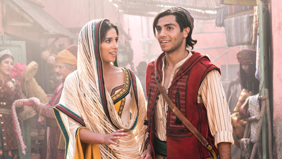 Naomi Scott and Mena Massoud in Guy Ritchie's 2019 take on 'Aladdin'. (Credit: Disney)