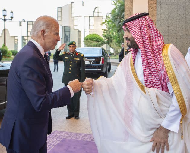 Khashoggi's fiancee sharply criticized Biden for his seemingly friendly greeting with Bin Salman on Friday. (Photo: Anadolu Agency via Getty Images)