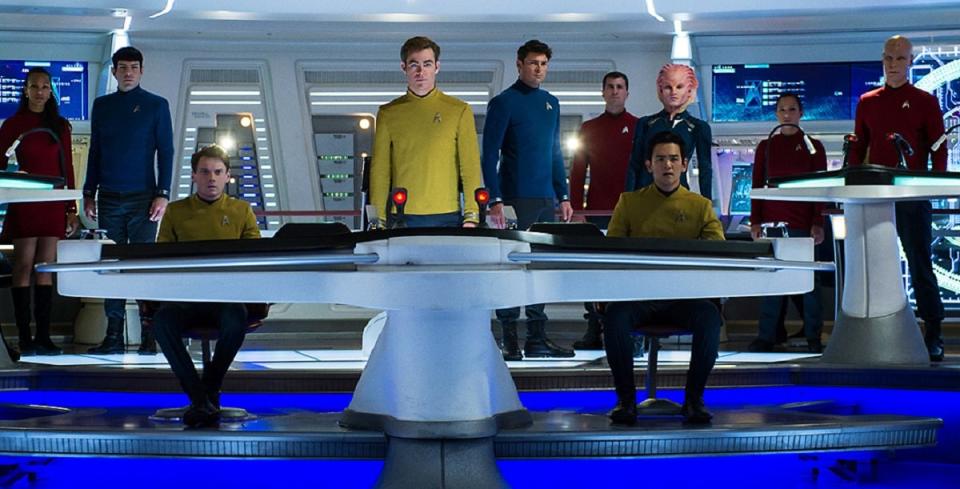 The bridge crew of the Enterprise from the 2016 film Star Trek Beyond.