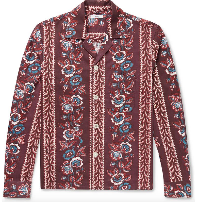 Louie Camp-Collar Floral-Print Cotton Shirt