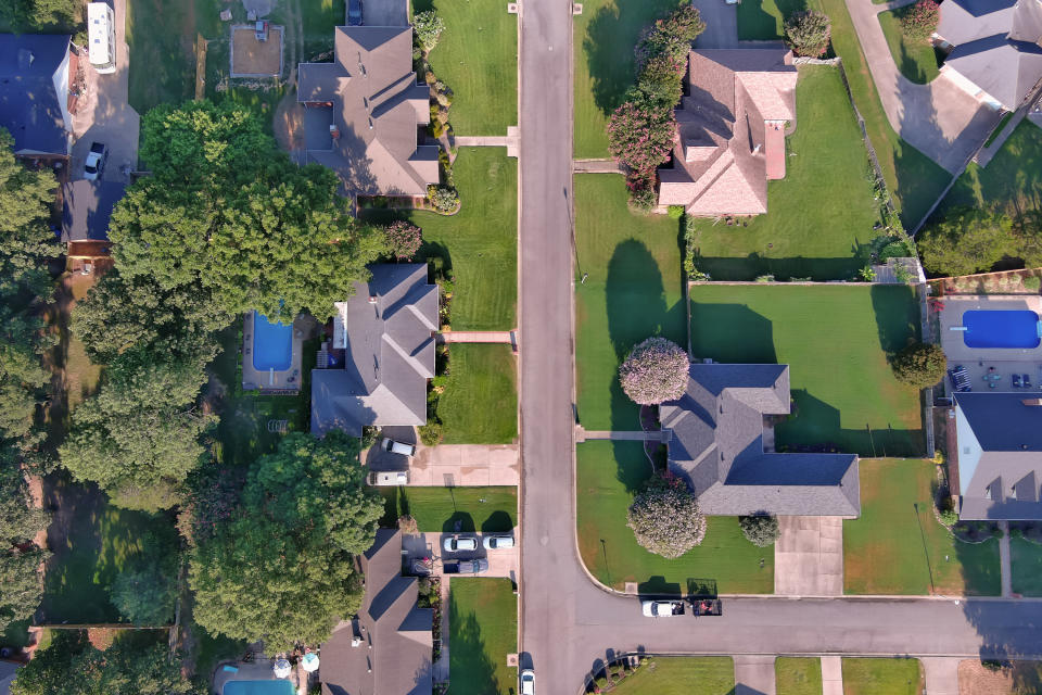 Aerial view of street in central Arkansas