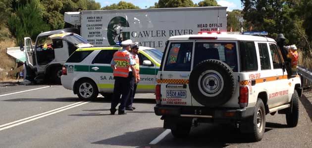 The crash scene on Victor Harbor Rd. Photo: Jeff Anderson.