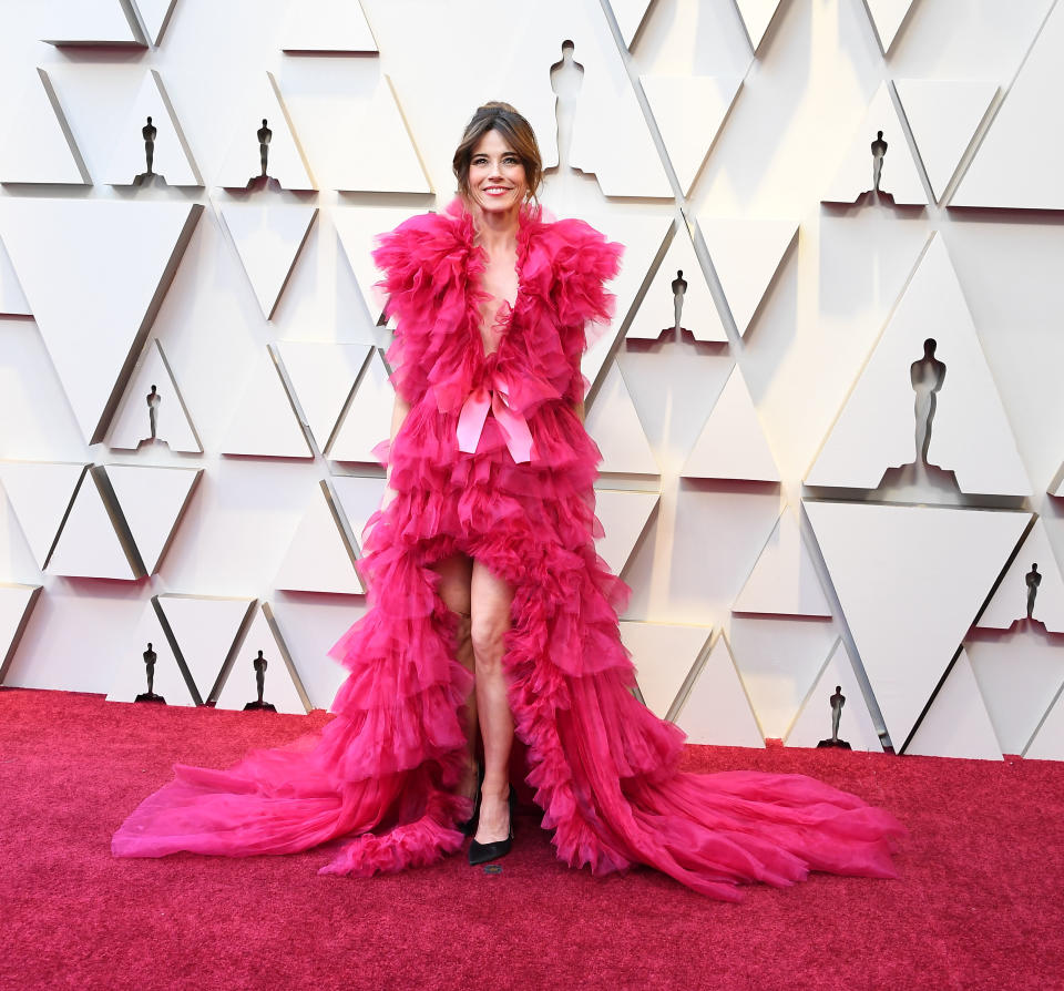 Linda Cardellini erschien in pinkfarbenen Rüschen bei den Oscars 2019. (Bild: Getty Images)