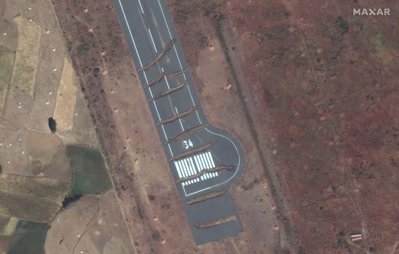 Trenches can be seen across the runway of Aksum Airport