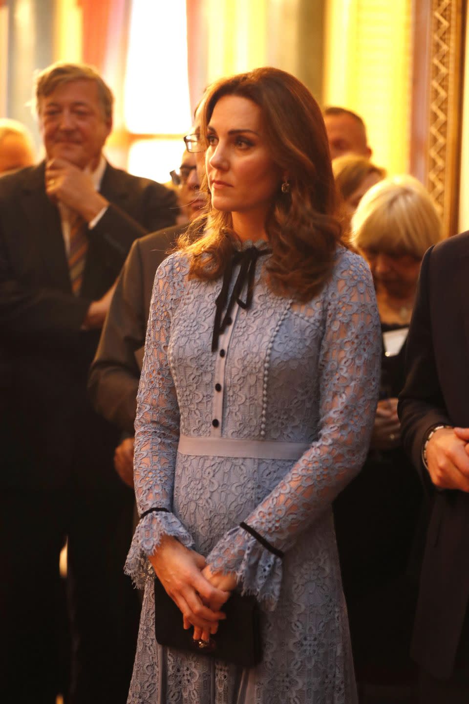 The Duchess wore a stunning Temperley London blue lace dress for the outing. Photo: Getty Images