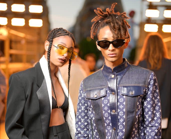 Close-up of Willow and Jaden wearing sunglasses