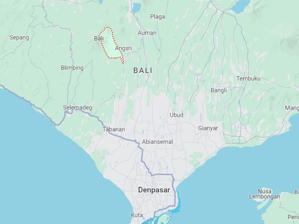 The landslide happened in Jatiluwih. Picture: Google Maps