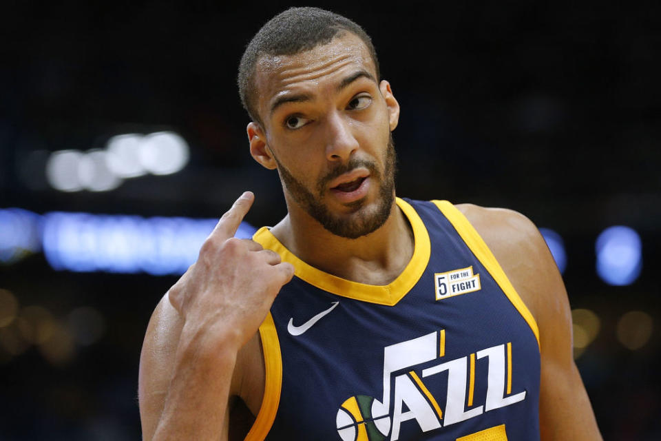 Hey kids, think before you challenge Utah Jazz center Rudy Gobert. (Getty Images)