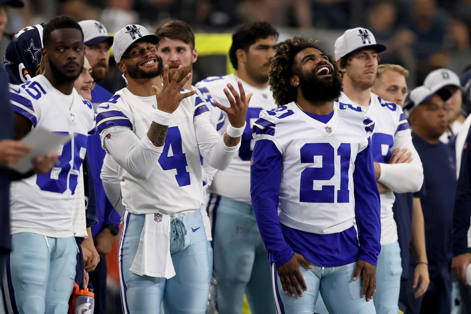 Dak Prescott (4) and Ezekiel Elliott (21) of the Dallas Cowboys are hoping for a fast start to the season. (Photo by Tom Pennington/Getty Images)