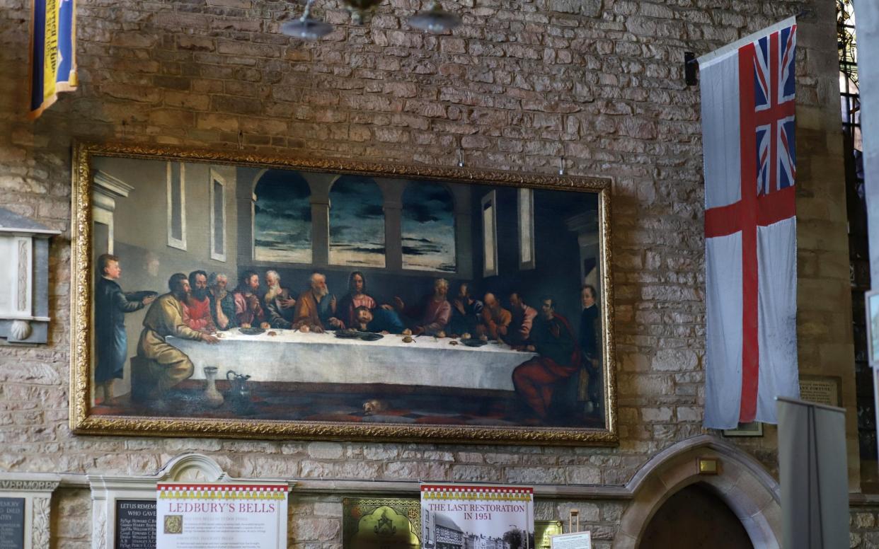 View of the painting of The Last Supper in the St Michael and All Angels Church in the Herefordshire market town of Ledbury - John Lawrence 
