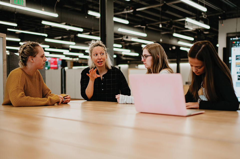 Students gather at Nebraska’s Johnny Carson Center for Emerging Media Arts. - Credit: Photo by Justin Mohling for University Communication