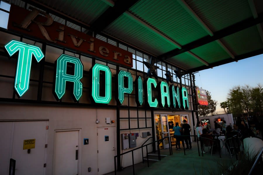 On Wednesday night the Neon Museum relit the former resort’s sign which has been part of the Neon Boneyard collection since 2010. (The Neon Museum)