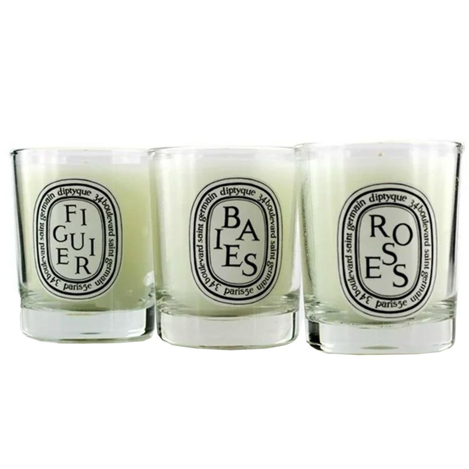 <p><a href="https://go.redirectingat.com?id=74968X1596630&url=https%3A%2F%2Fwww.walmart.com%2Fip%2FDiptyque-Mini-Candle-Coffret-Baies-Figuier-Roses-3x-70g-2-4oz%2F700547498&sref=https%3A%2F%2Fwww.bestproducts.com%2Fhome%2Fg22501755%2Fbest-smelling-diptyque-candles%2F" rel="nofollow noopener" target="_blank" data-ylk="slk:Shop Now;elm:context_link;itc:0;sec:content-canvas" class="link ">Shop Now</a></p><p>Mini Candle Set</p><p>walmart.com</p><p>$118.59</p>