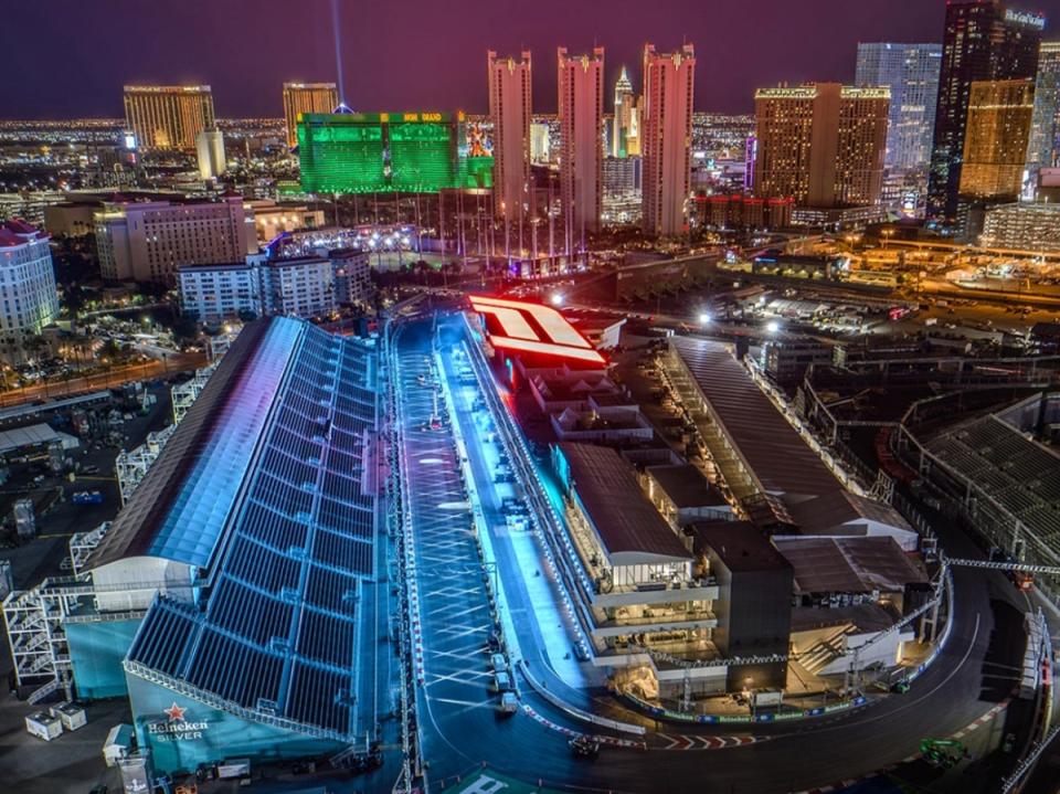 The new pit building constructed for the Las Vegas Grand Prix (Twitter/X/@F1LasVegas)