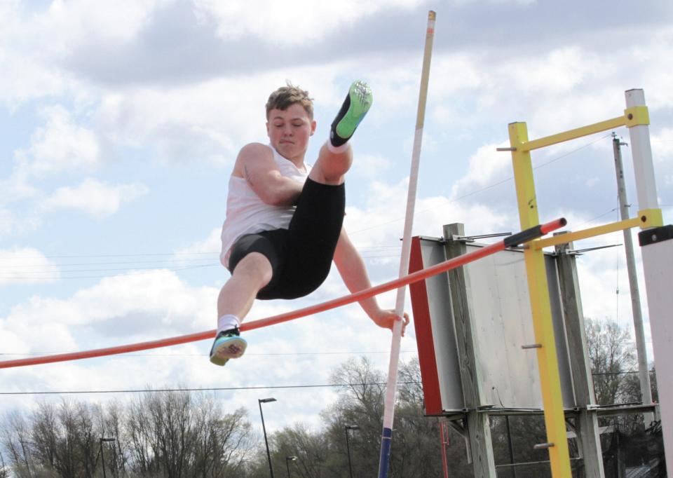 Garry Lord of Colon finished second in the pole vault on Friday.