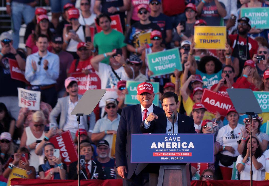 On Sunday, former President Donald Trump and other national and local Republicans campaigned with U.S. Sen. Marco Rubio on the eve of the Nov. 8 election.