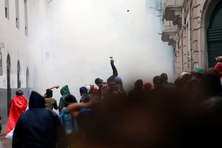 Protests against Ecuador's President Lenin Moreno's austerity measures, in Quito