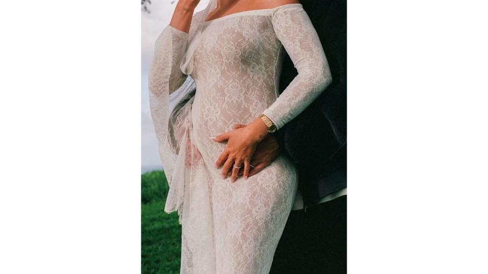 hailey bieber saint laurent pregnancy reveal