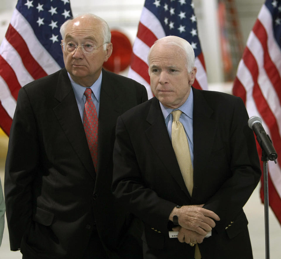 A U.S.&nbsp;representative and senator who began his political career as a Democrat and switched to the Republican Party,&nbsp;Gramm (seen with McCain during his 2008 presidential campaign) served as McCain&rsquo;s campaign adviser on economic matters.