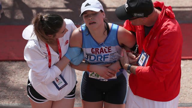 This woman was visibly distressed. Image: AFP