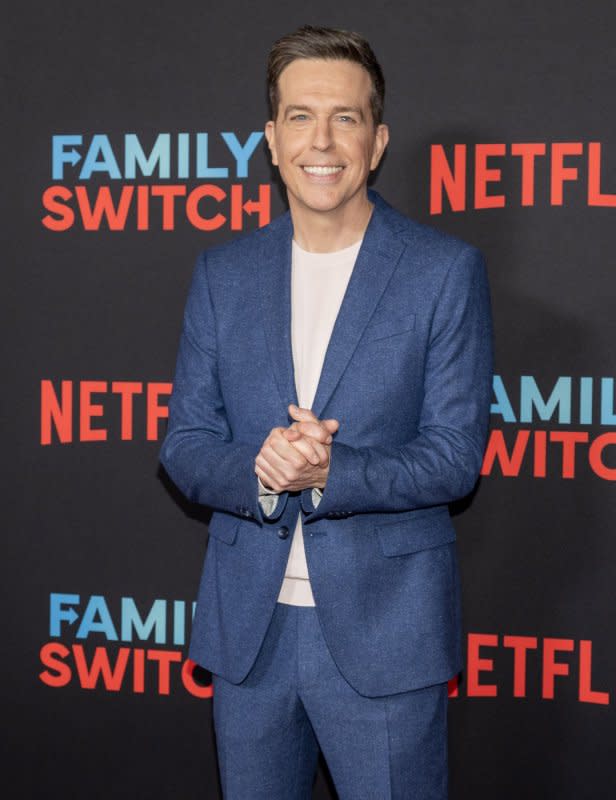 Ed Helms attends the premiere of "Family Switch" at The Grove in Los Angeles on November 29. The actor turns 50 on January 24. File Photo by Alex Gallardo/UPI