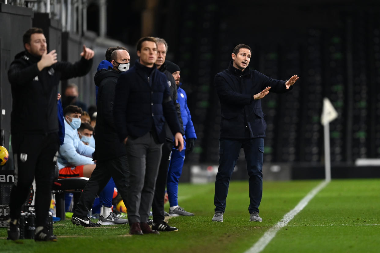 Frank Lampard on the touchline during Chelsea’s 1-0 win (Getty)