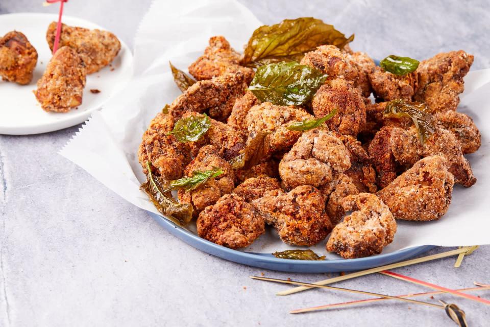 <p>There's so much more out there than Buffalo sauce.</p><p>Get the recipe from <a href="https://www.delish.com/cooking/recipe-ideas/a36008356/taiwanese-popcorn-chicken-recipe/" rel="nofollow noopener" target="_blank" data-ylk="slk:Delish" class="link ">Delish</a>.</p>