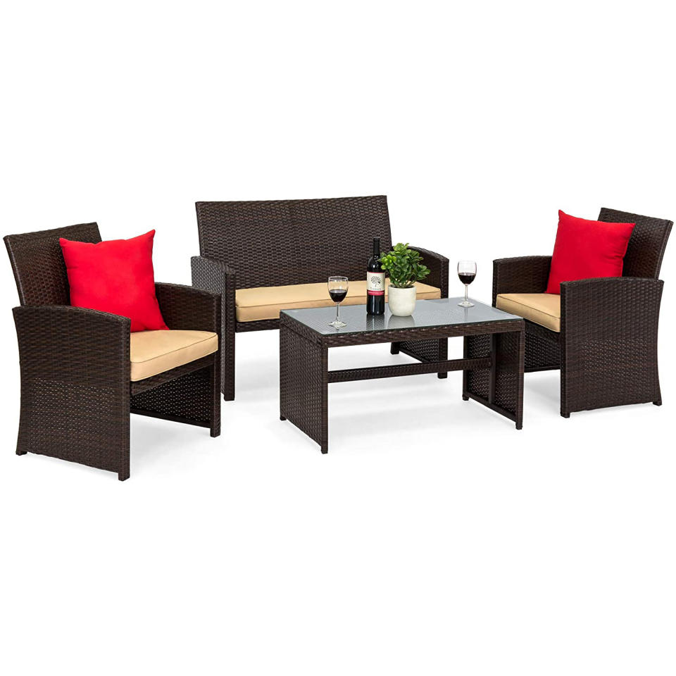 best choice products 4-piece wicker furniture set