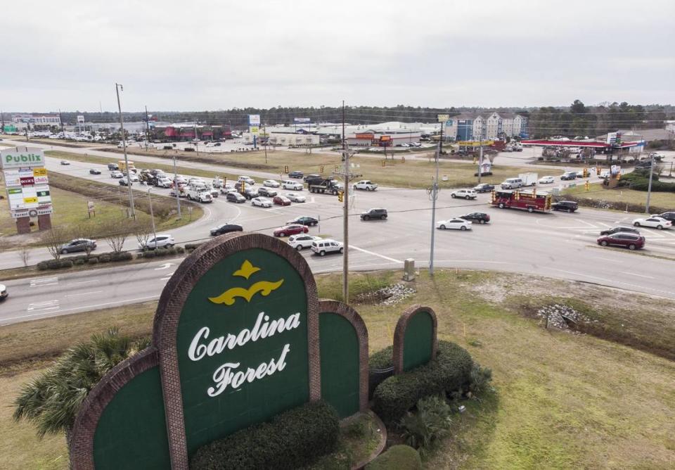 The intersection of U.S. Highway 501 and Carolina Forest Boulevard.