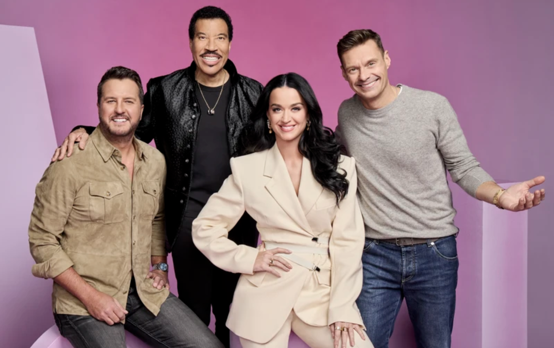 American Idol judges are Luke Bryan, Lionel Richie, Katy Perry and the host is Ryan Seacrest. Disney/Art Streiber/provided