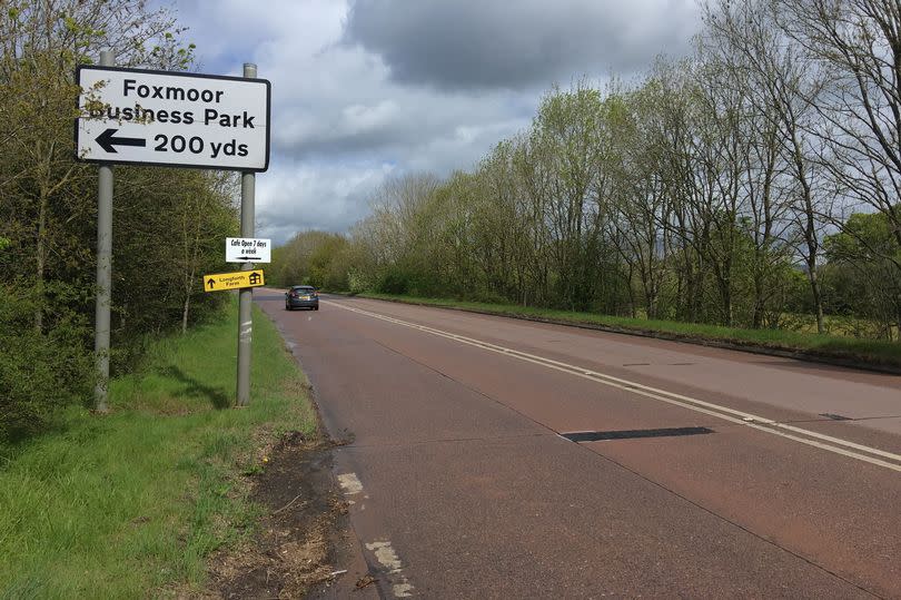 The concrete carriageway connecting the M5 to the A38 near Wellington