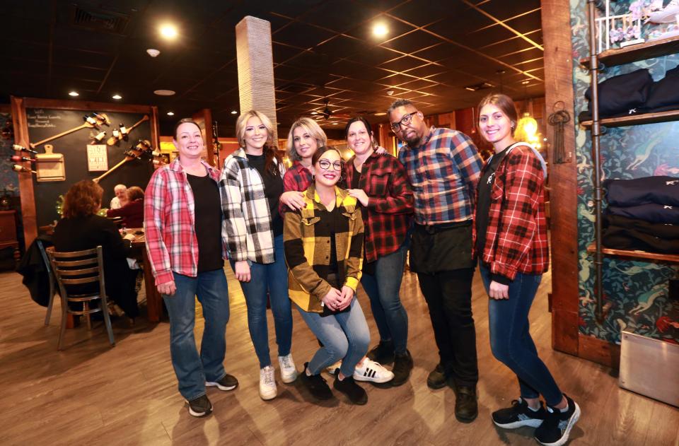 The staff at Riverhouse in Taunton was busy on Valentine's Day. They are, from left, Sherry Hopper, Aaliyah Tropeano, Alex Chaves, Laura Dunham, Nicole Jarvis, Julius Williams and Amber Jorge. Riverhouse, which opened in November of 2020, has quickly been established as a hotspot for Taunton-area diners, and owner and manager Cheryl Latour says it is busy just about every night and non-stop on weekends.