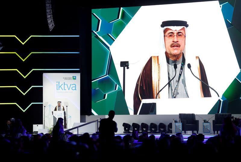 FILE PHOTO: Amin H. Nasser, president and CEO of Saudi Aramco speaks during inauguration of IKTVA Forum and Exhibition 2020 at Dhahran Expo Center, in Dammam