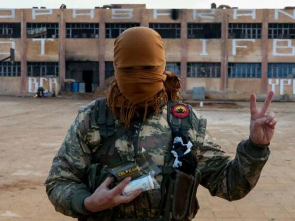 A member of the Bob Crow Brigade at the YPG's International Freedom Battalion headquarters on the Raqqa front (Supplied)